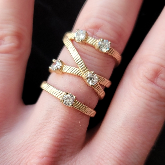 BCBG Gold/Crystal Stacked Ring-New! - Picture 2 of 9